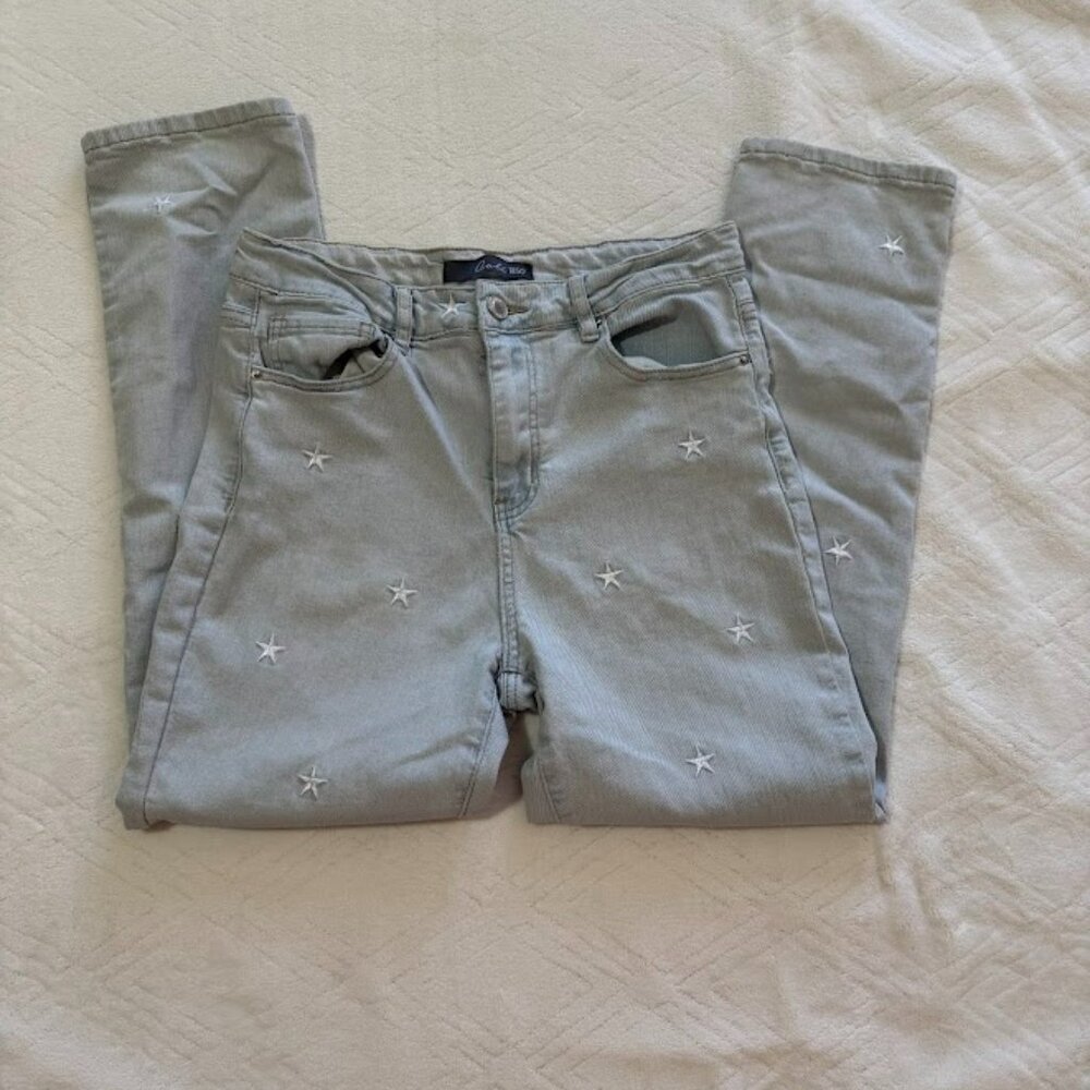 Cali 1850 Jeans Women's size 9 Light Wash Blue White Stars Jeans Denim